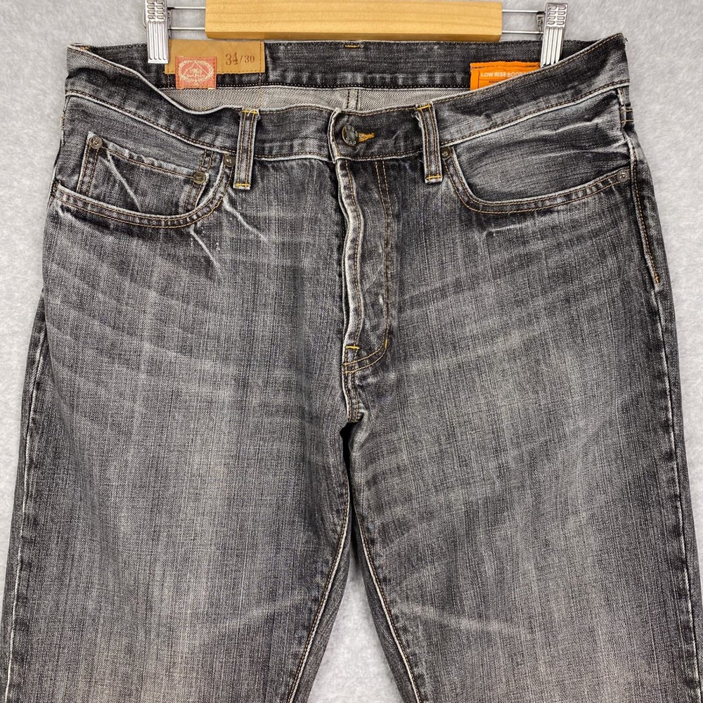 Y2K Gap 1969 Jeans Mens 34x30 Grey Low Rise Boot Fit Japanese Denim Button Fly - Picture 2 of 16